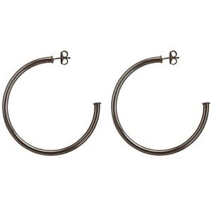 Sheila Fajl Everybody's Favorite 2.5" Tubular Hoop Earrings Shiny Gun Metal NEW